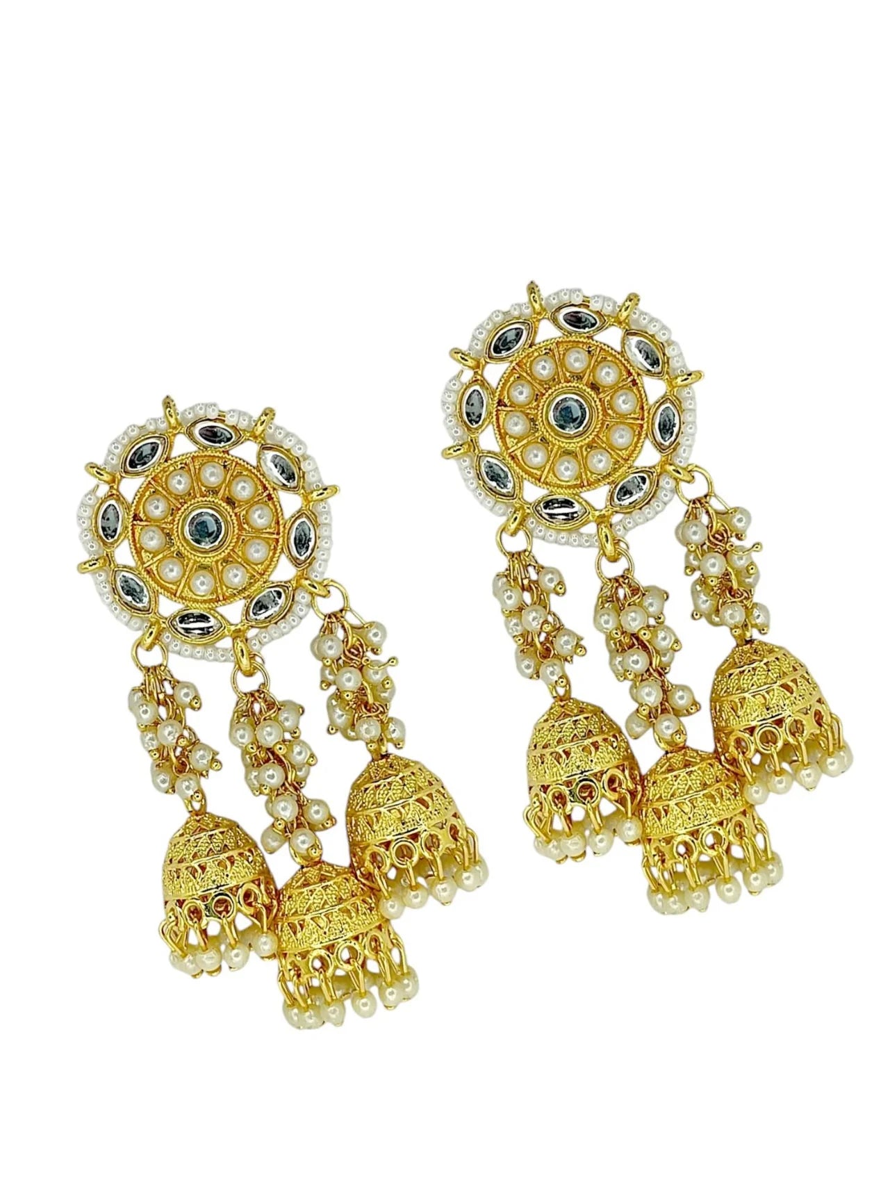 Gold Plated Kundan Jhumka Earrings