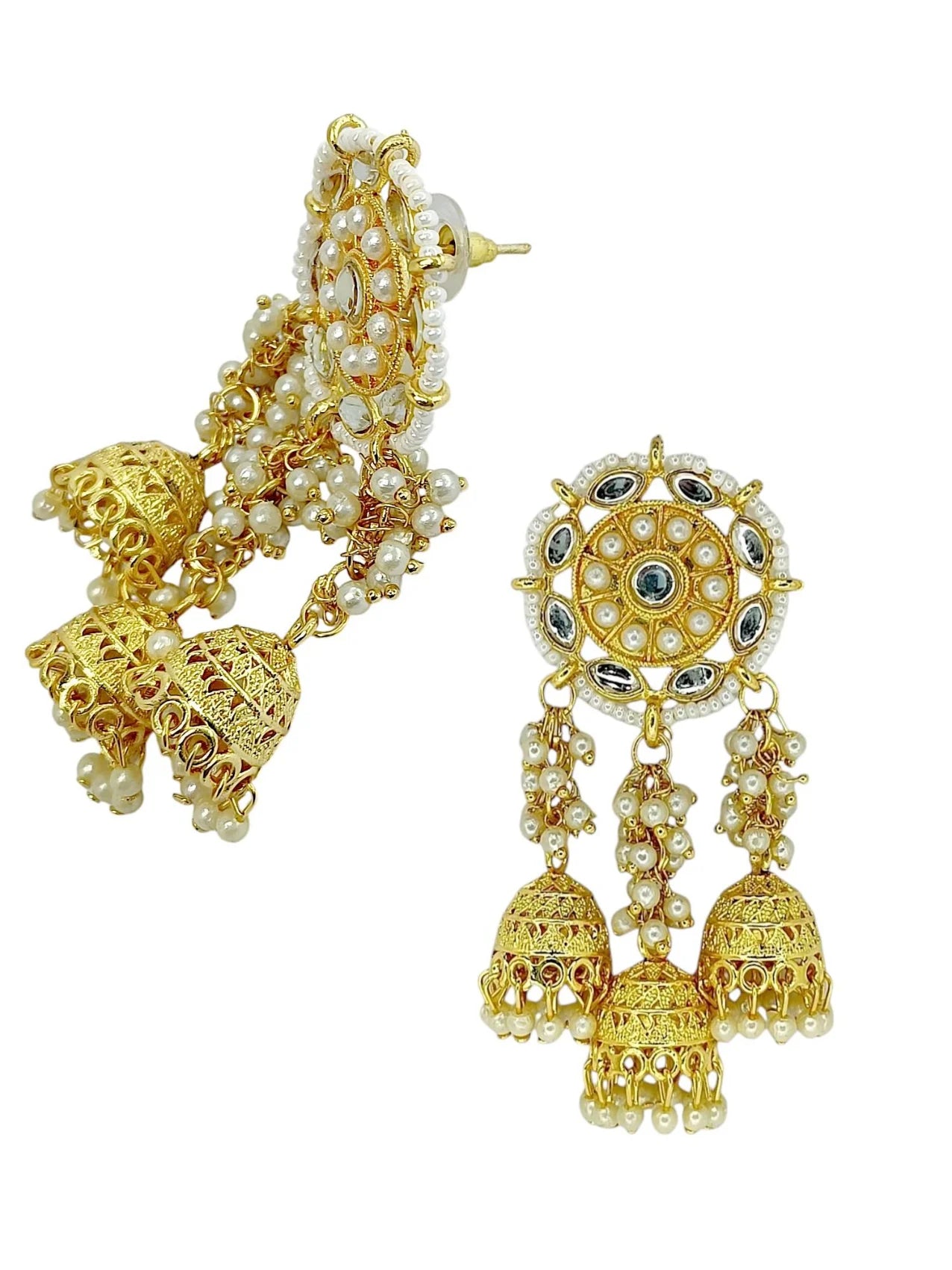 Gold Plated Kundan Jhumka Earrings