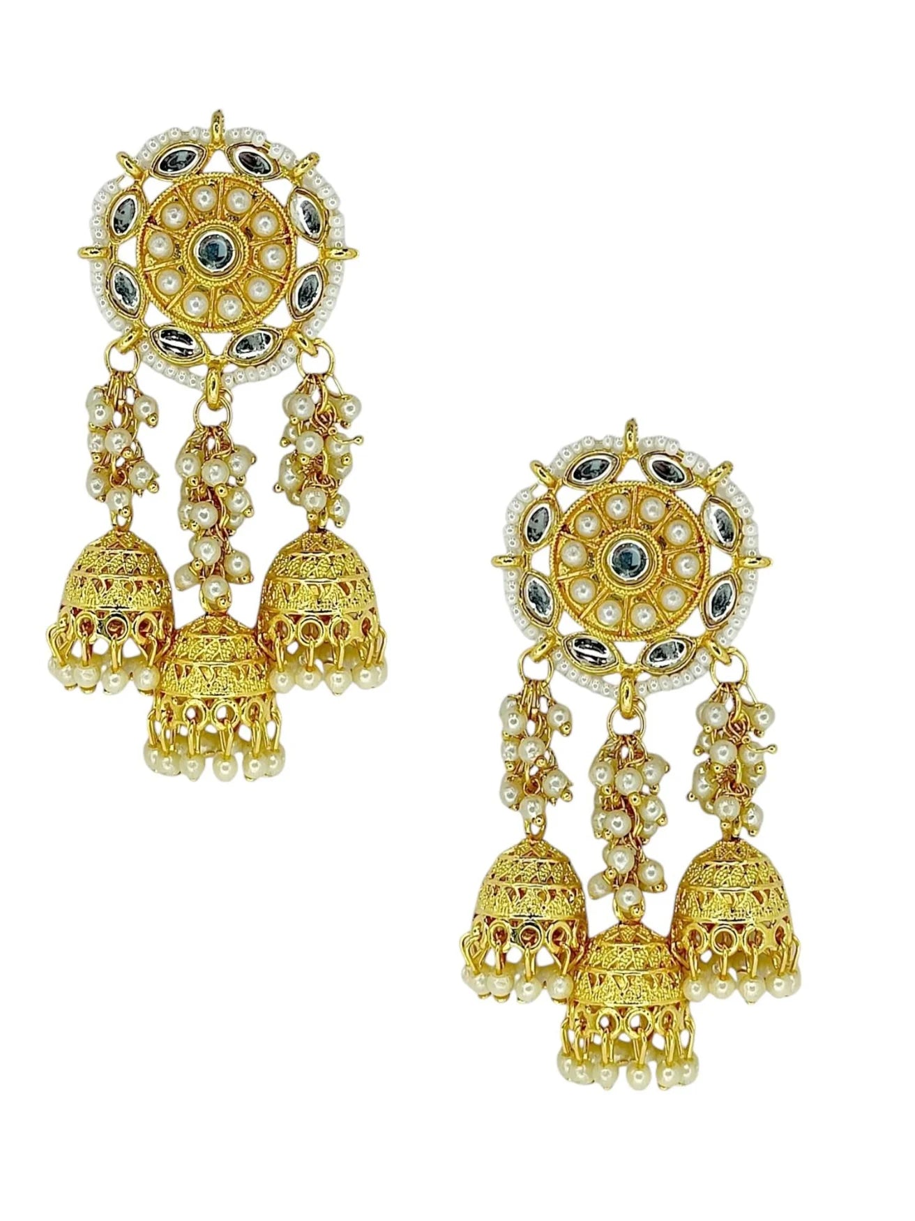 Gold Plated Kundan Jhumka Earrings