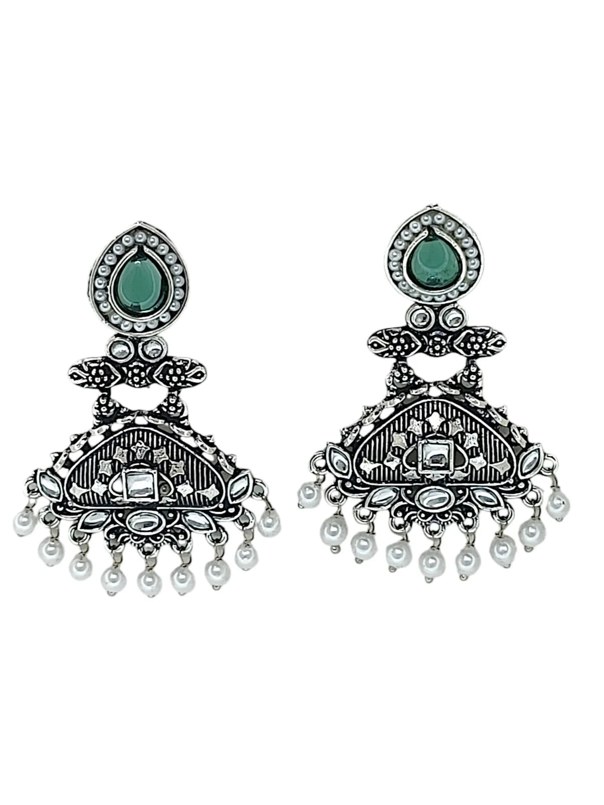 Silver Oxidized Drop Earrings