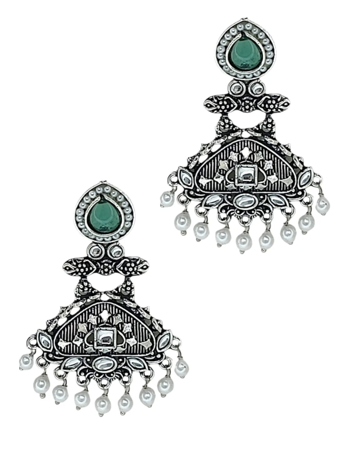 Silver Oxidized Drop Earrings