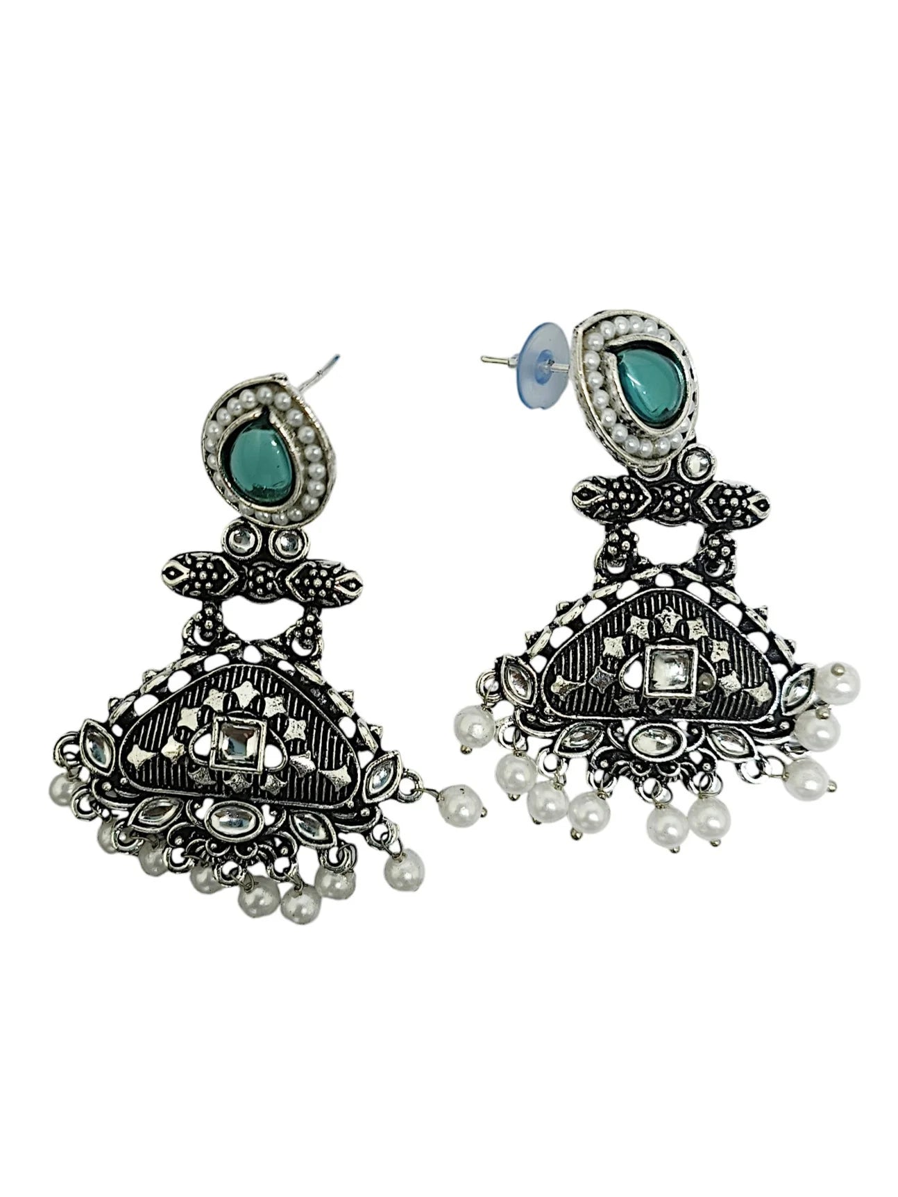 Silver Oxidized Drop Earrings