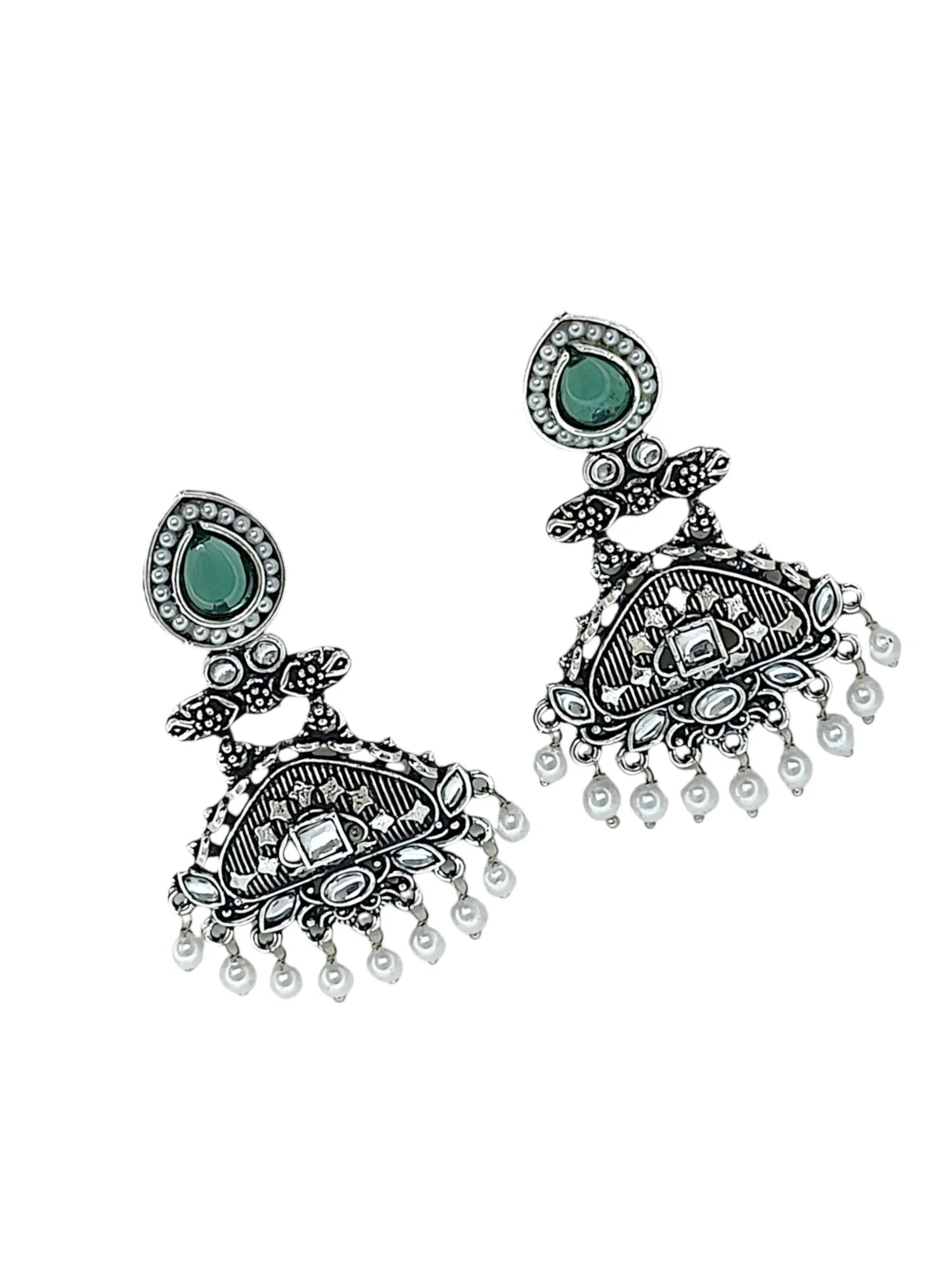 Silver Oxidized Drop Earrings