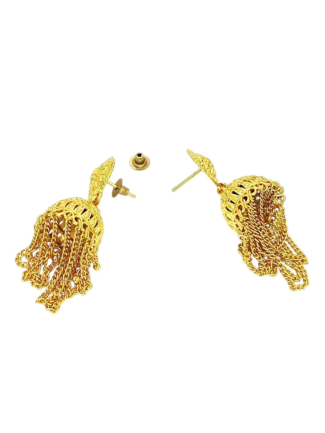 Gold Plated Ornate Layered Jhumka Earrings