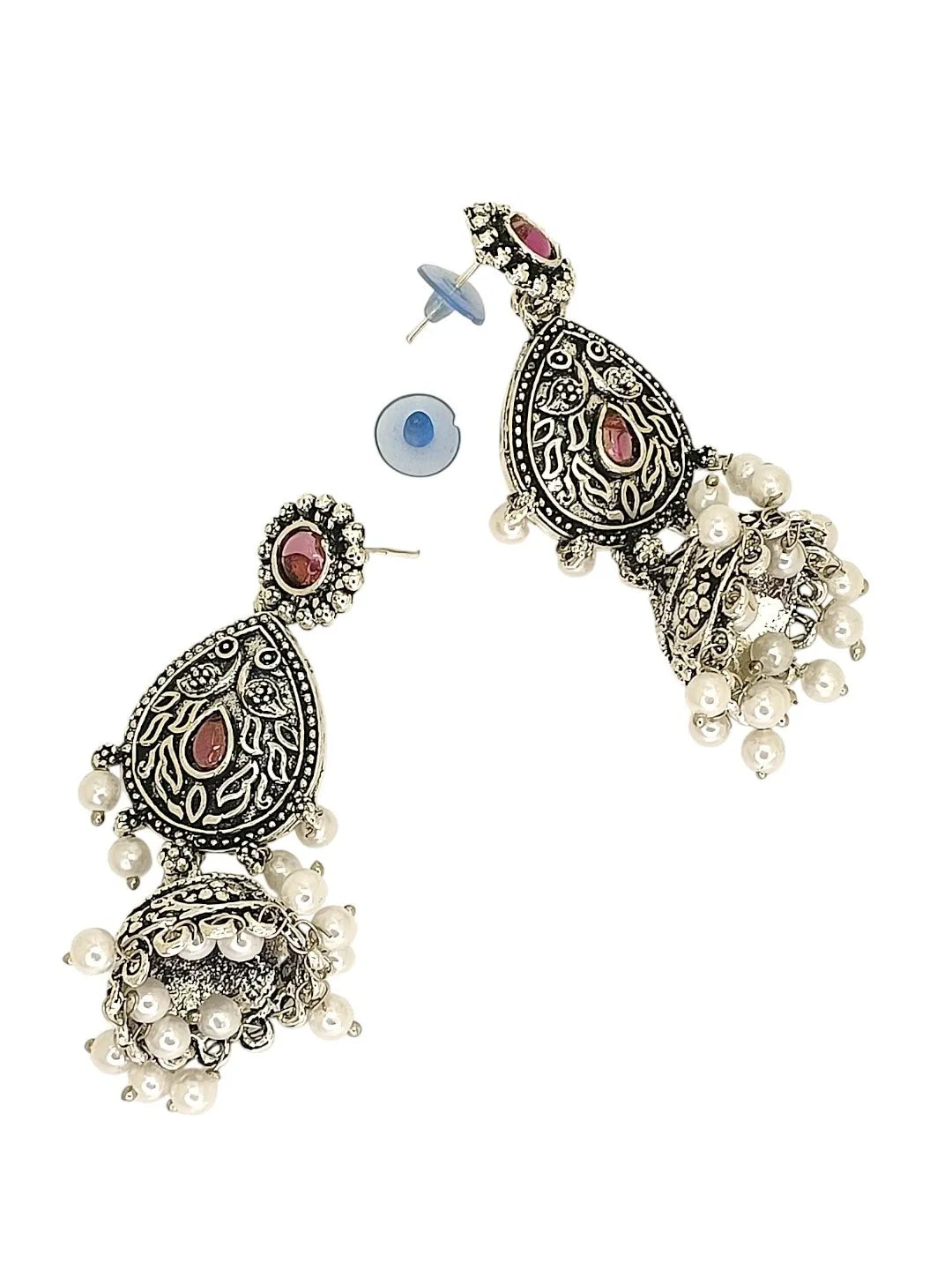 Silver Oxidised Drop Jhumka