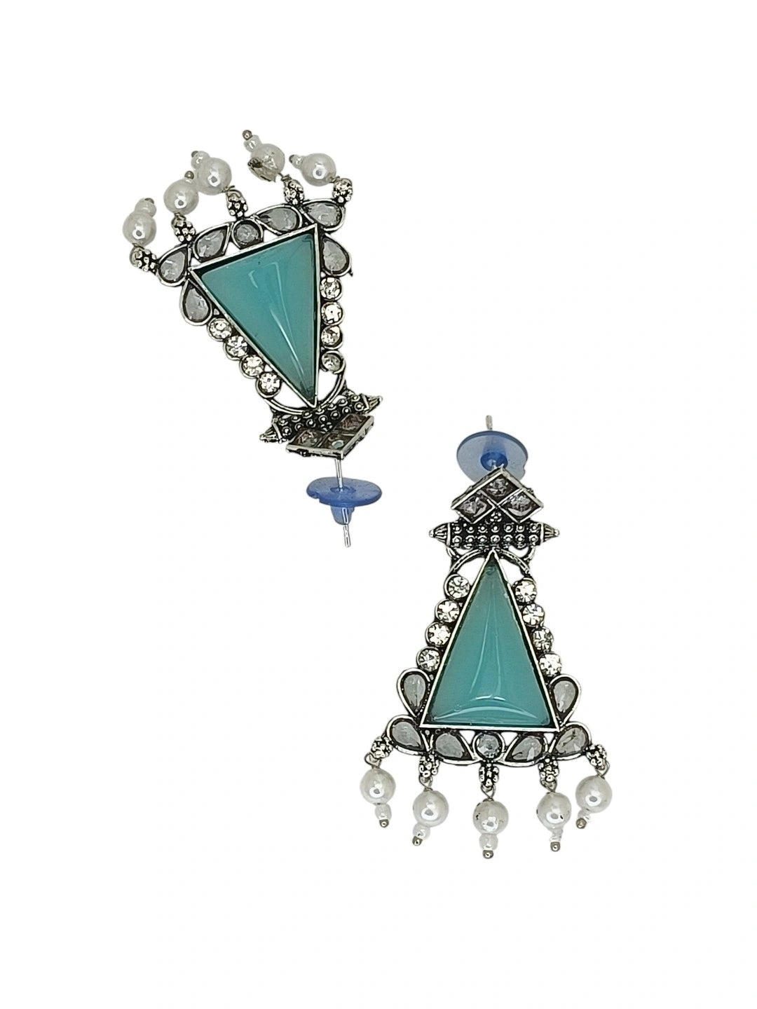 Silver Oxidised Turquoise Triangular Drop