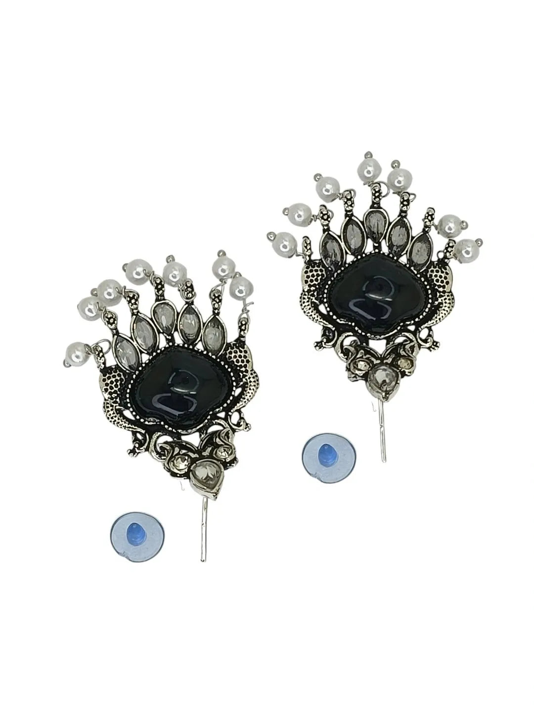 Silver Oxidised Black Peacock Design