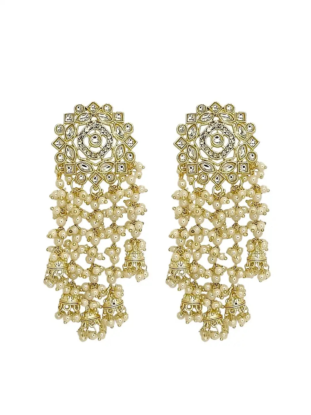 Light Gold Plated  Kundan Tassel Earrings
