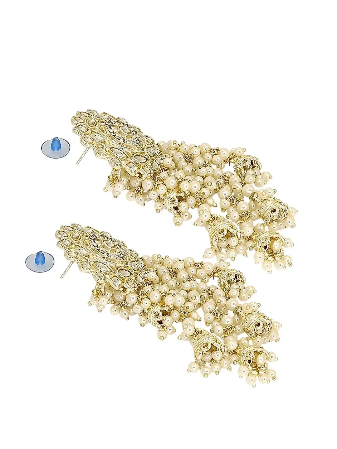 Light Gold Plated  Kundan Tassel Earrings