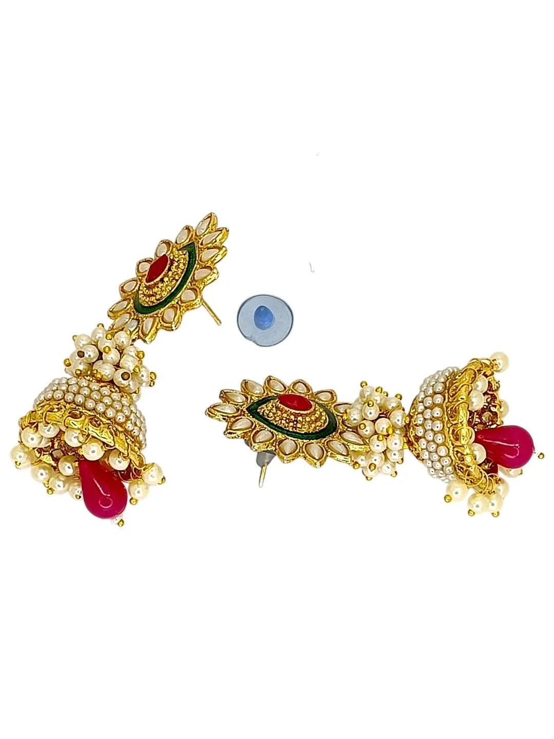 Gold Plated Traditional Moti Jhumka Earrings