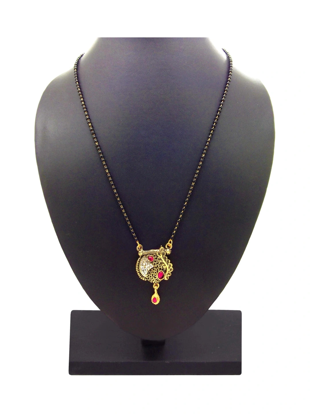 Antique Gold & Red Stone CZ Mangalsutra