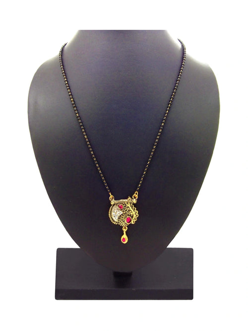 Antique Gold & Red Stone CZ Mangalsutra