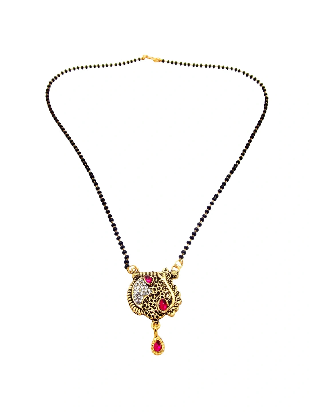 Antique Gold & Red Stone CZ Mangalsutra