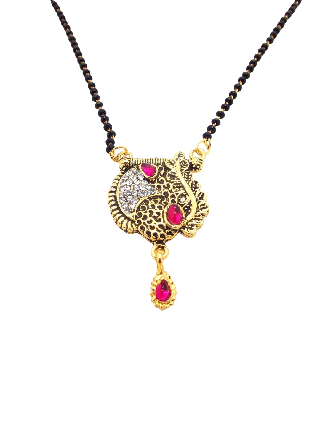 Antique Gold & Red Stone CZ Mangalsutra