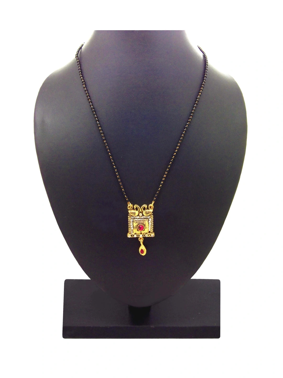 Antique Square & Red Stone CZ Mangalsutra