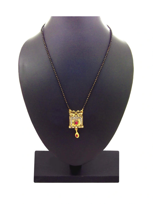 Antique Square & Red Stone CZ Mangalsutra