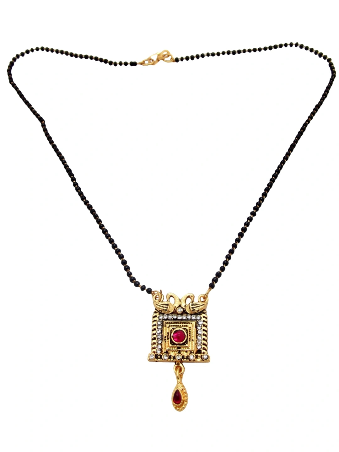 Antique Square & Red Stone CZ Mangalsutra