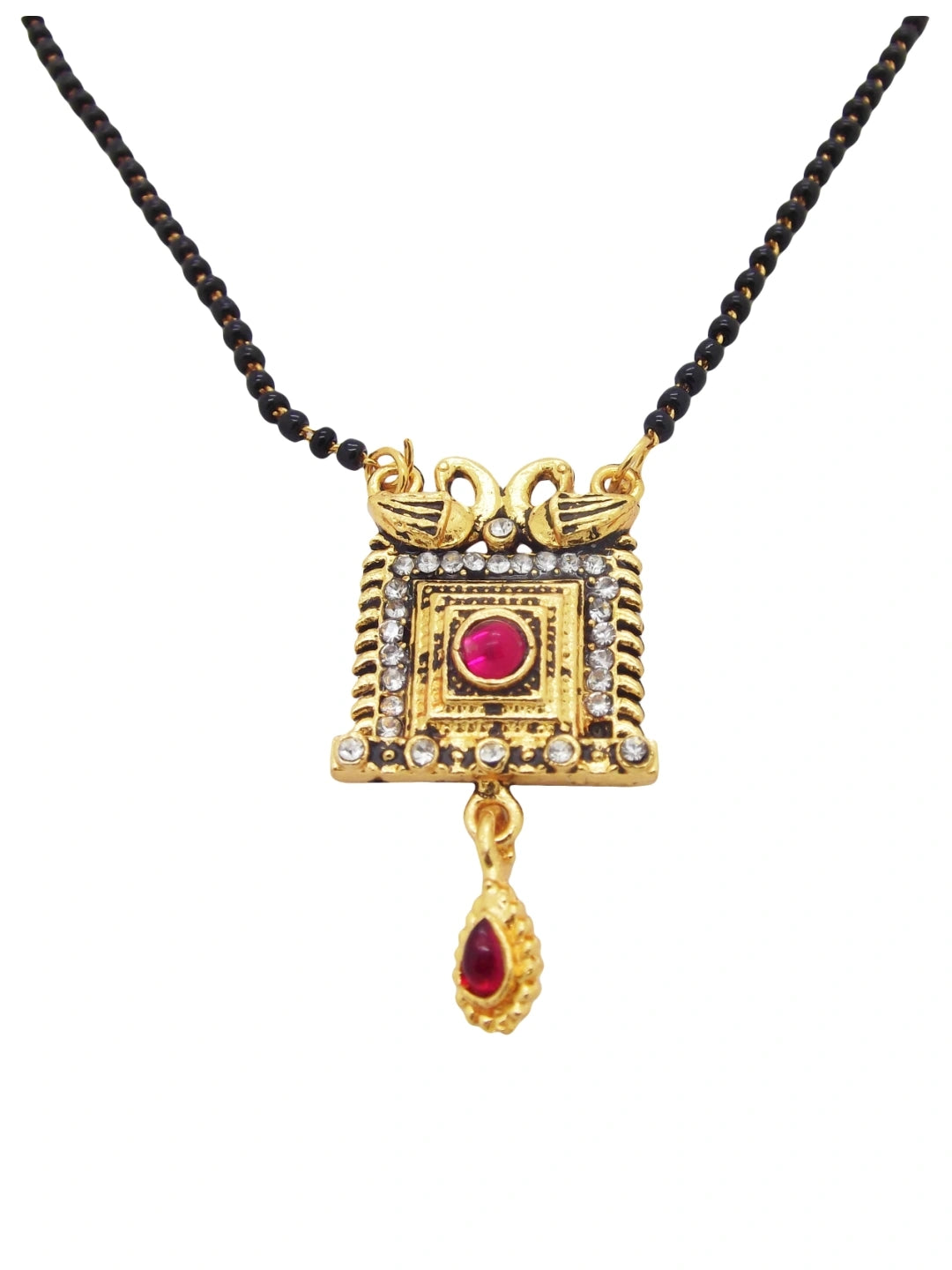 Antique Square & Red Stone CZ Mangalsutra