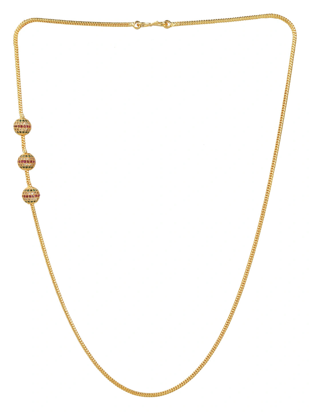 Gold Plated 3 Ball Cz Necklace Chain