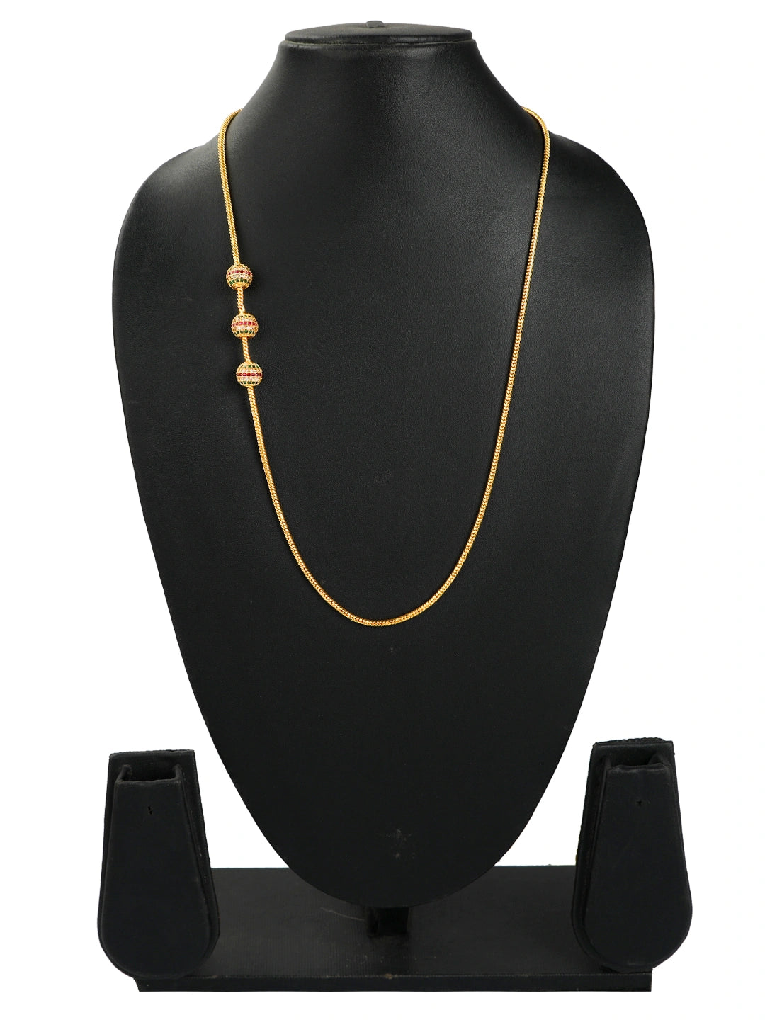 Gold Plated 3 Ball Cz Necklace Chain