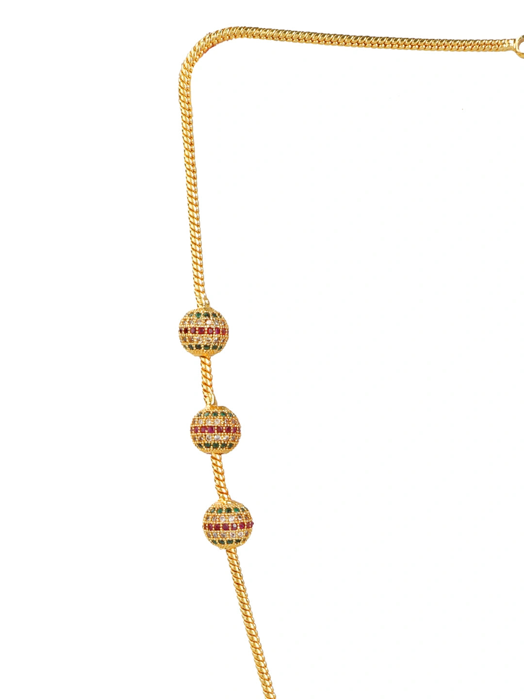 Gold Plated 3 Ball Cz Necklace Chain