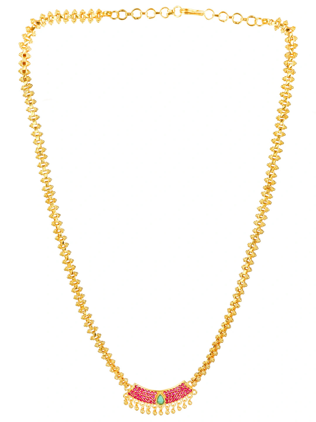 Gold Plated Ruby Cz Necklace Chain