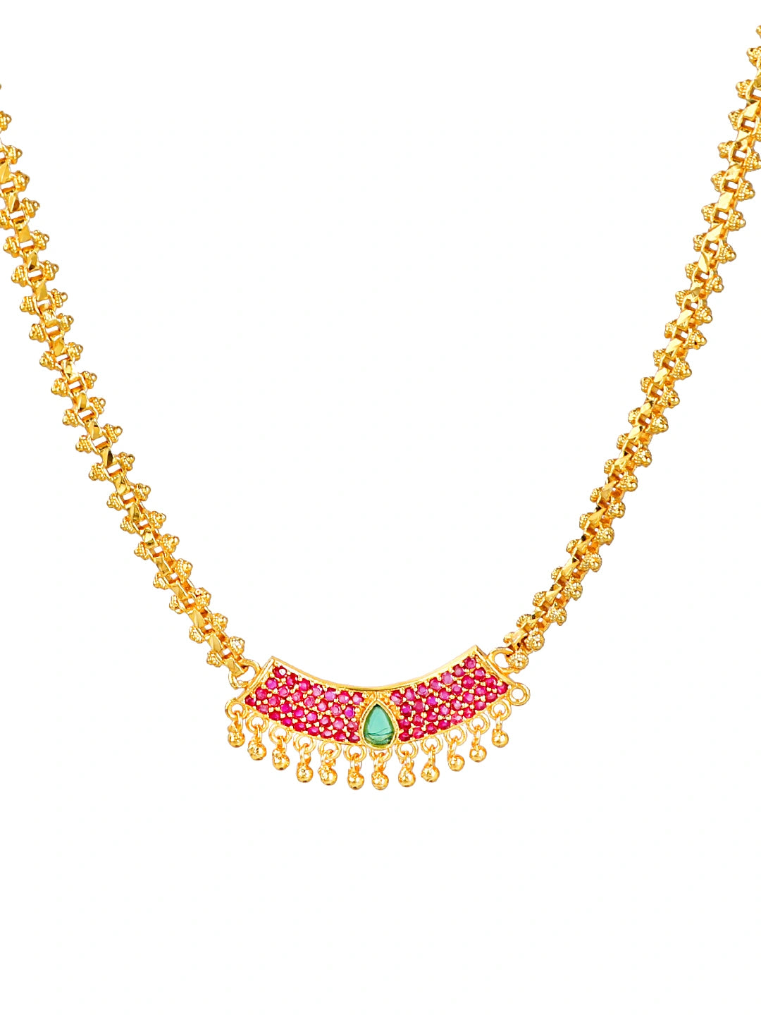 Gold Plated Ruby Cz Necklace Chain