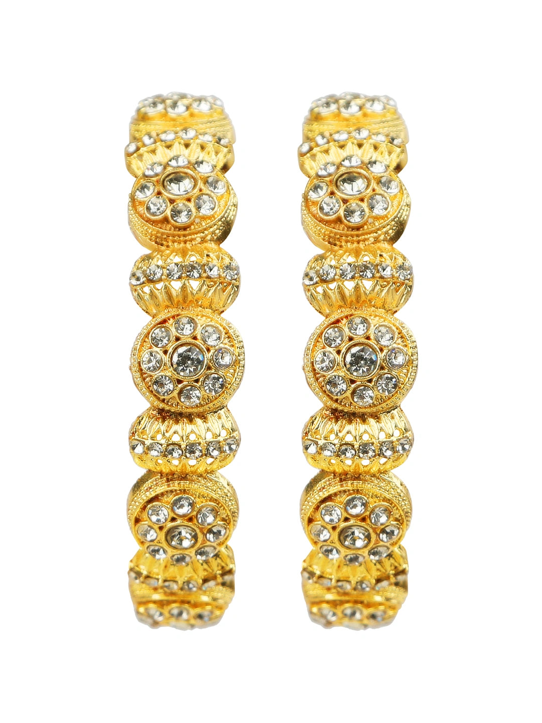 Rajwadi Style Gold Plated CZ Stone 3Pc Kada Bangle