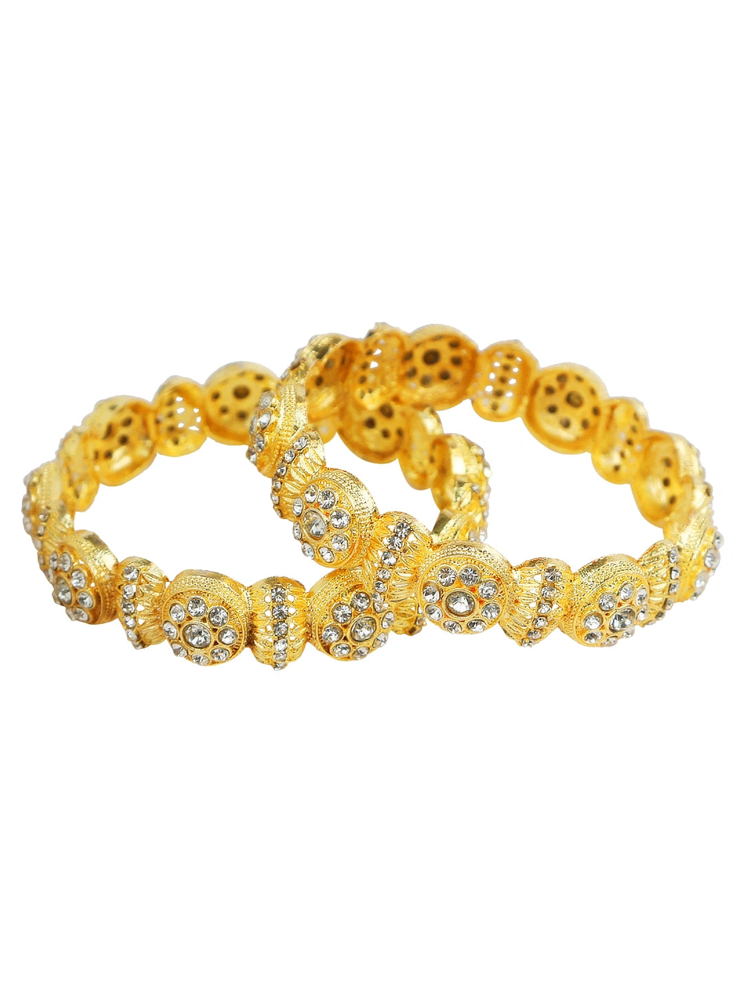 Rajwadi Style Gold Plated CZ Stone 3Pc Kada Bangle