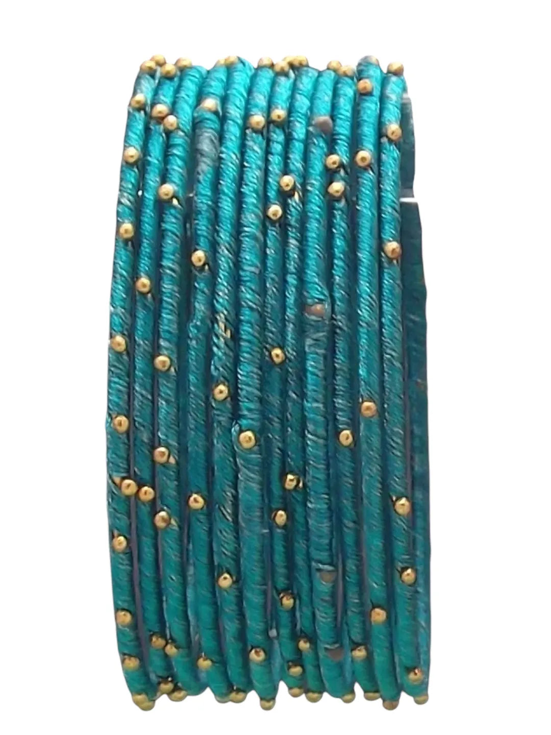 Set Of 12 Rama Silk Thread Bangles Set