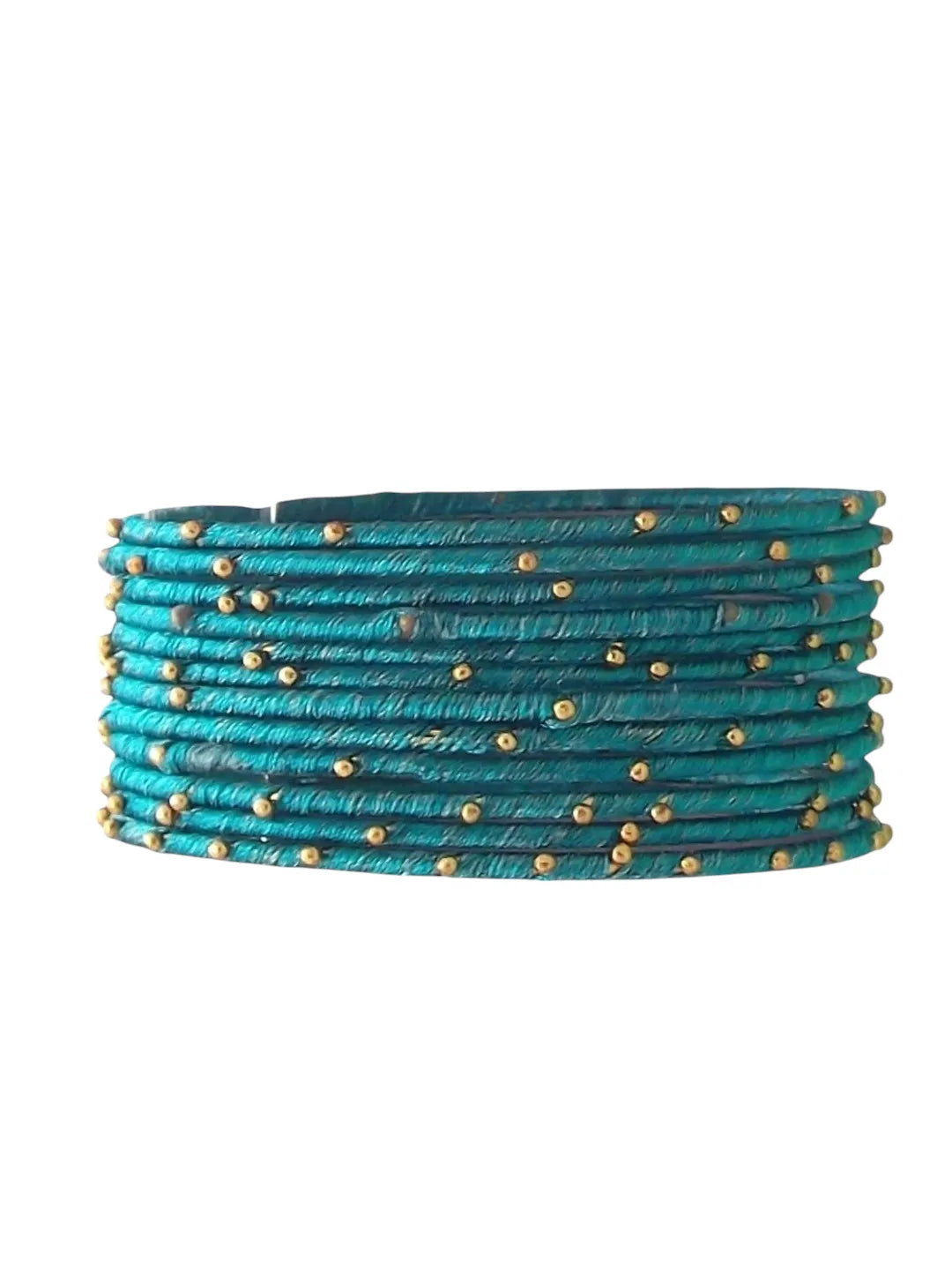 Set Of 12 Rama Silk Thread Bangles Set