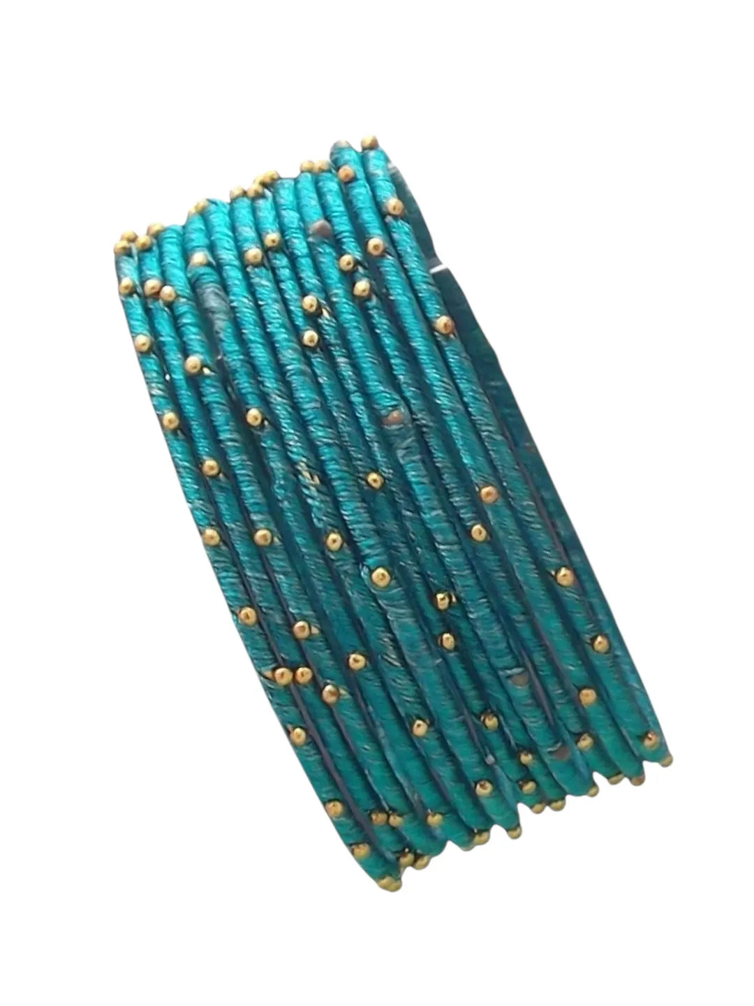 Set Of 12 Rama Silk Thread Bangles Set