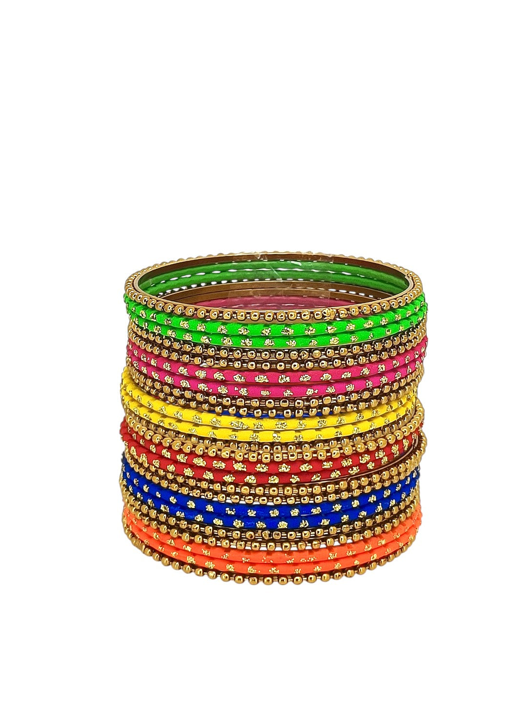 Set Of 24 Multicolour Ball Chain Metal Style Bangle Set