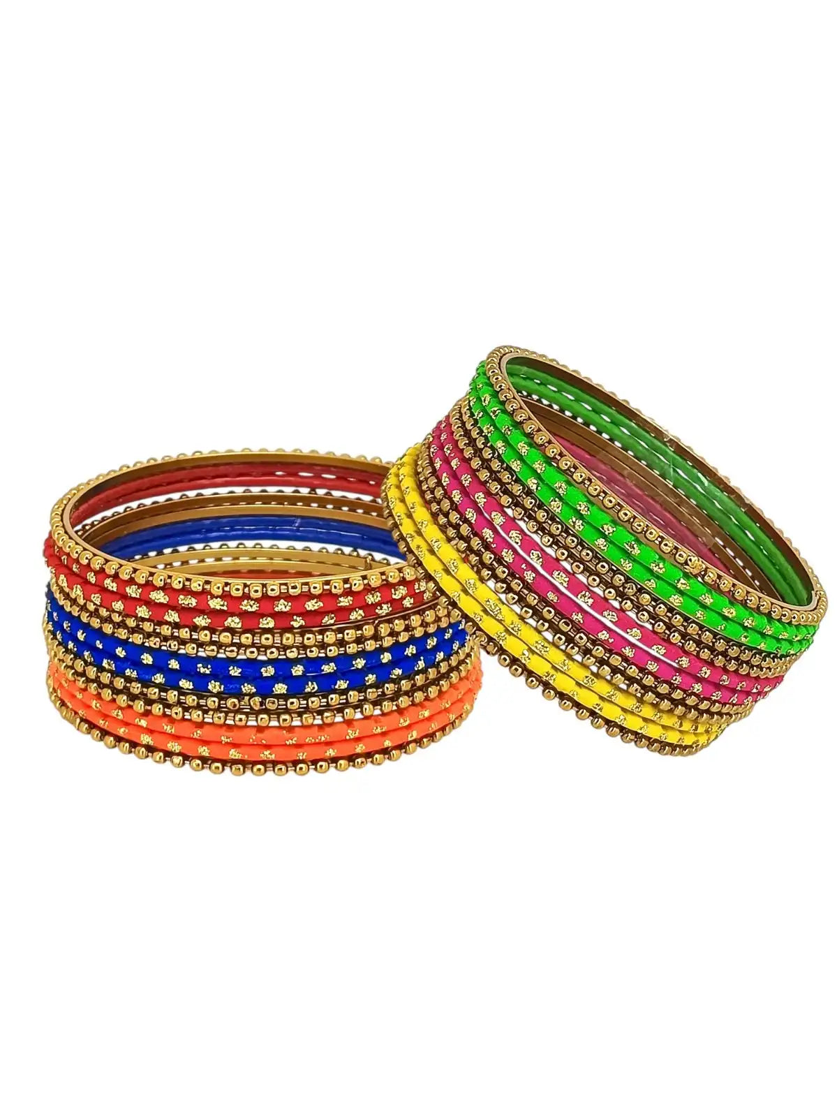 Set Of 24 Multicolour Ball Chain Metal Style Bangle Set