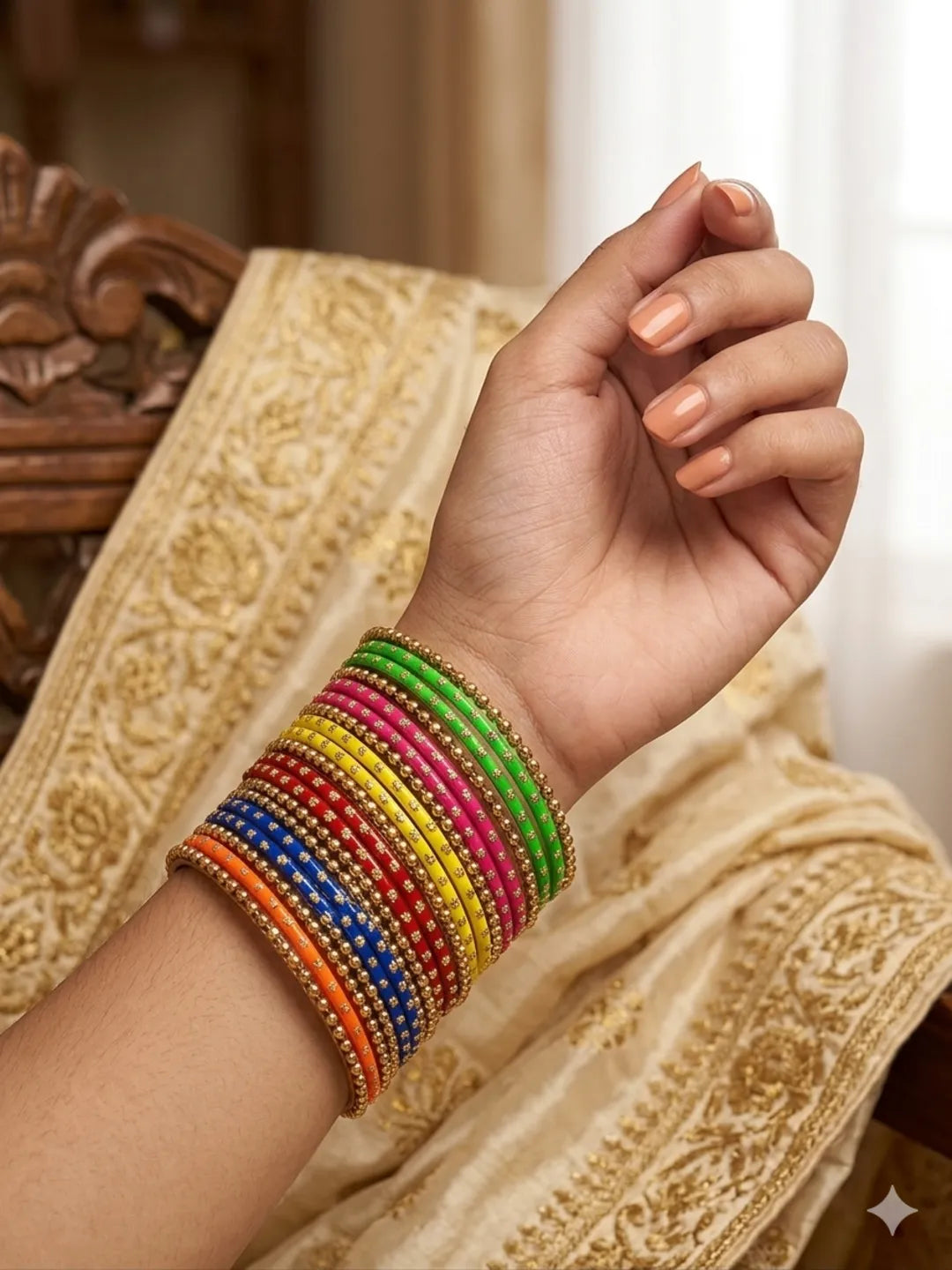 Set Of 24 Multicolour Ball Chain Metal Style Bangle Set