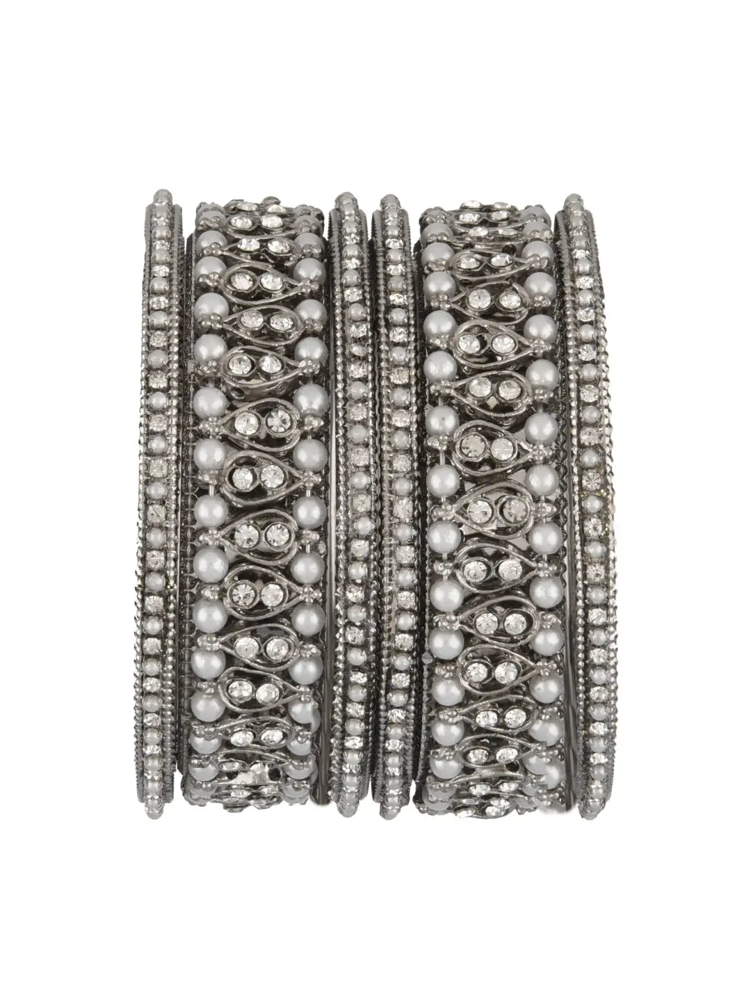 Silver Plated Pearl Bangles