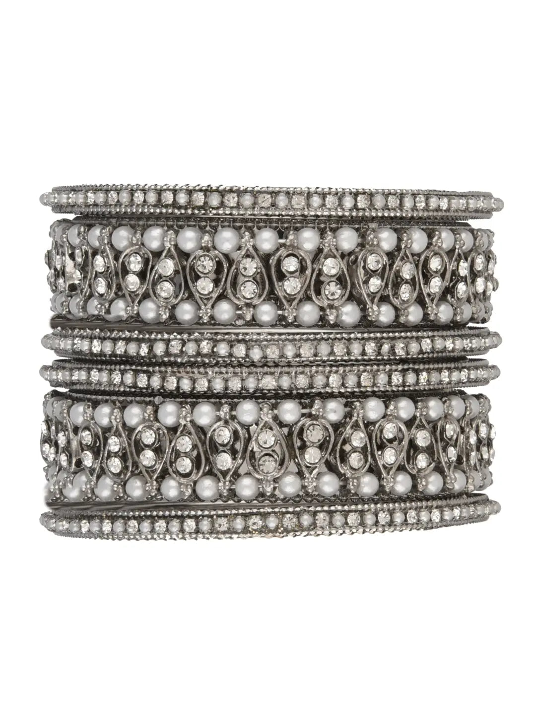 Silver Plated Pearl Bangles