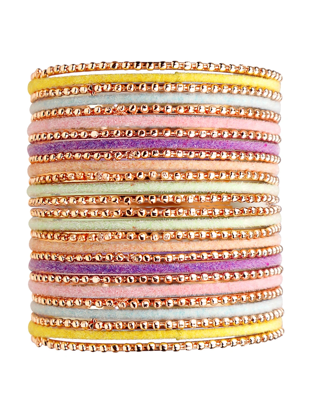 Pastel Prism Metal Multicolor Velvet 26Pc Bangles