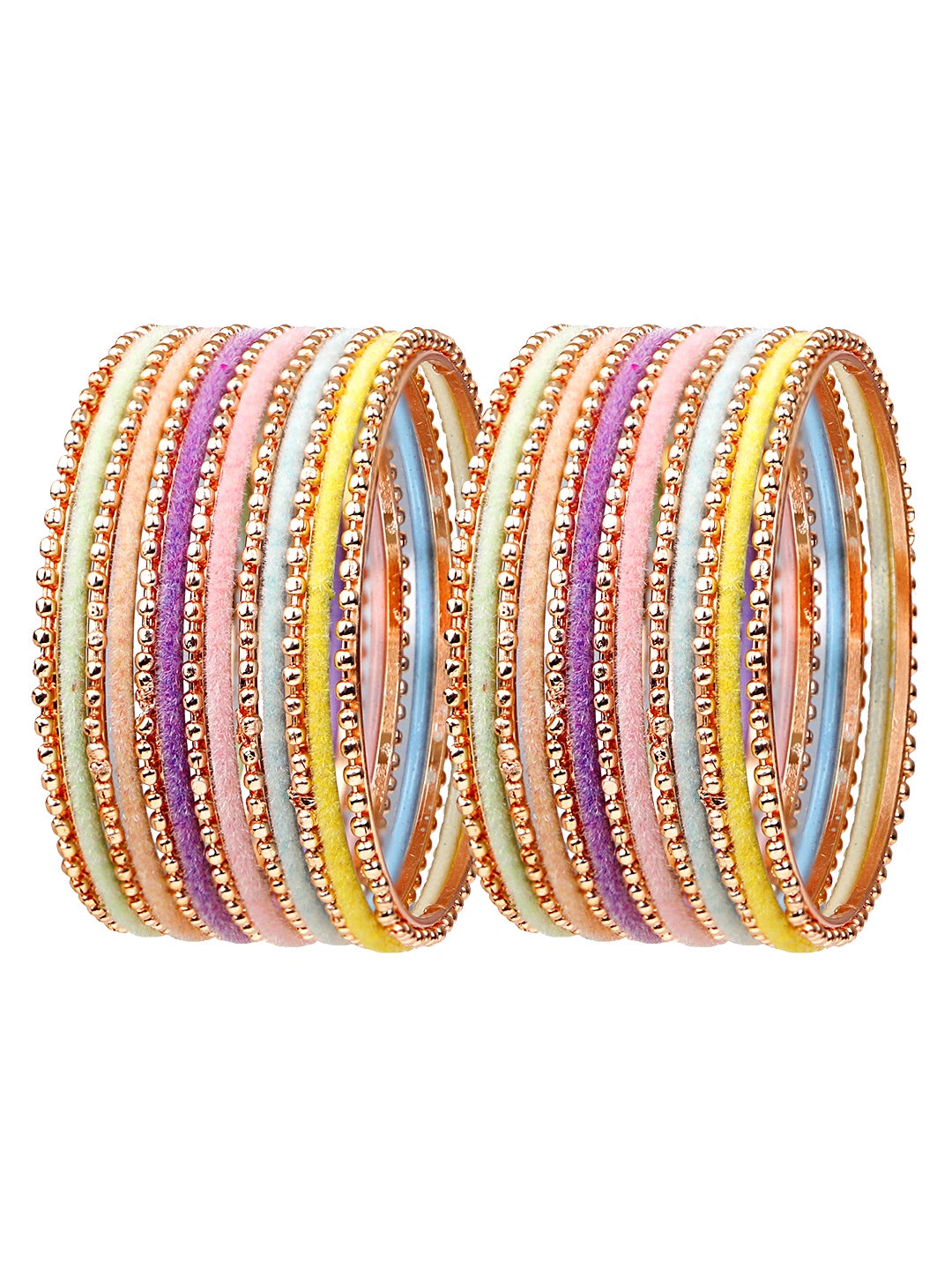 Pastel Prism Metal Multicolor Velvet 26Pc Bangles
