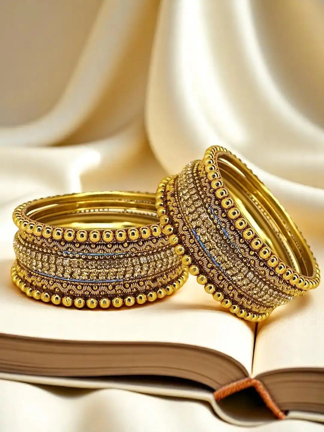Set Of 10 Gold Plated Ball Chain Bangle set