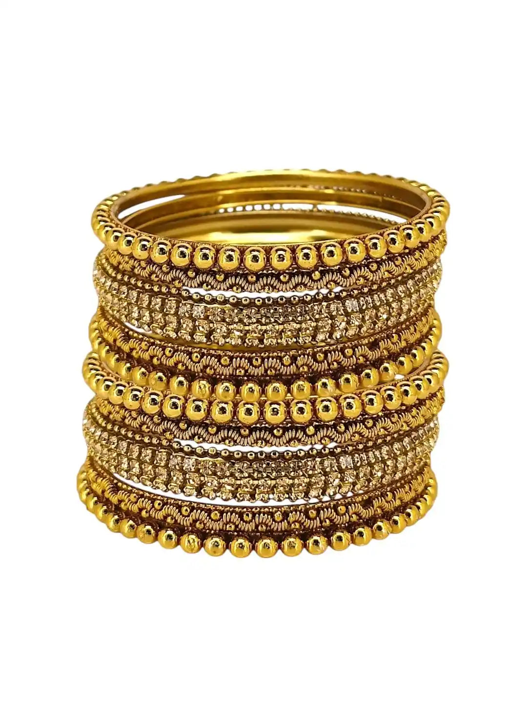 Set Of 10 Gold Plated Ball Chain Bangle set