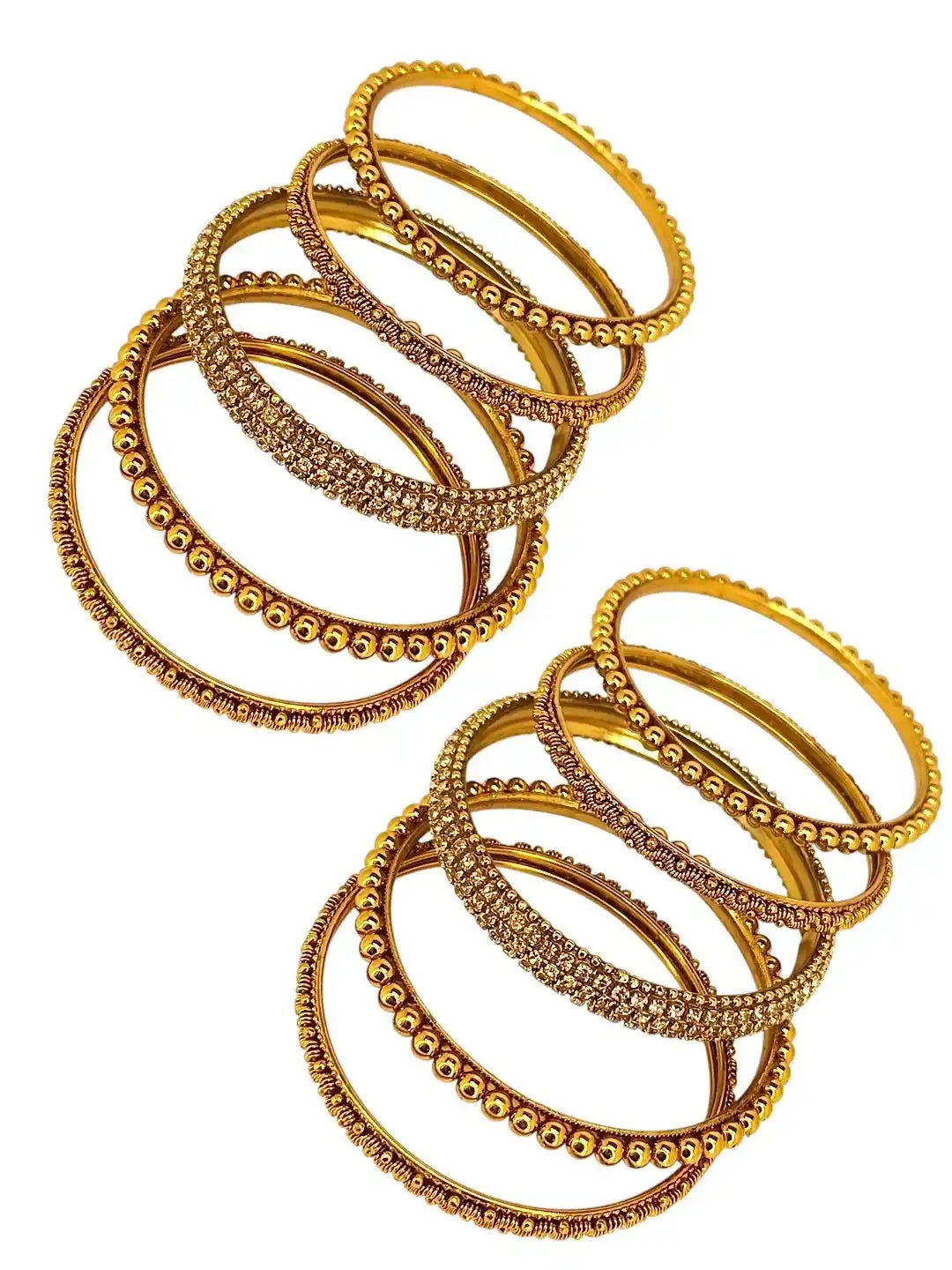Set Of 10 Gold Plated Ball Chain Bangle set