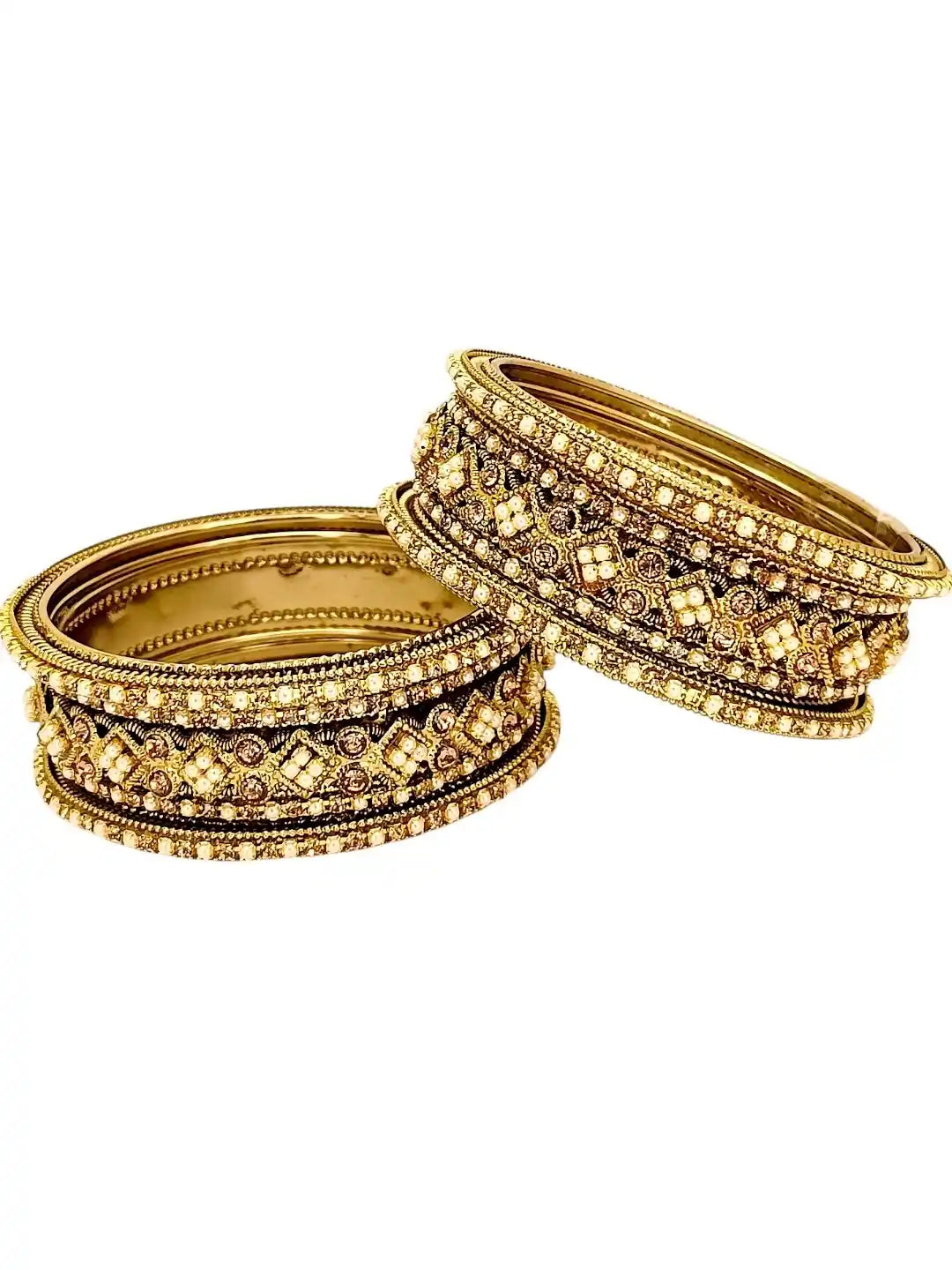 Set of 6 Gold Plated Beads Embellished Chuda Set