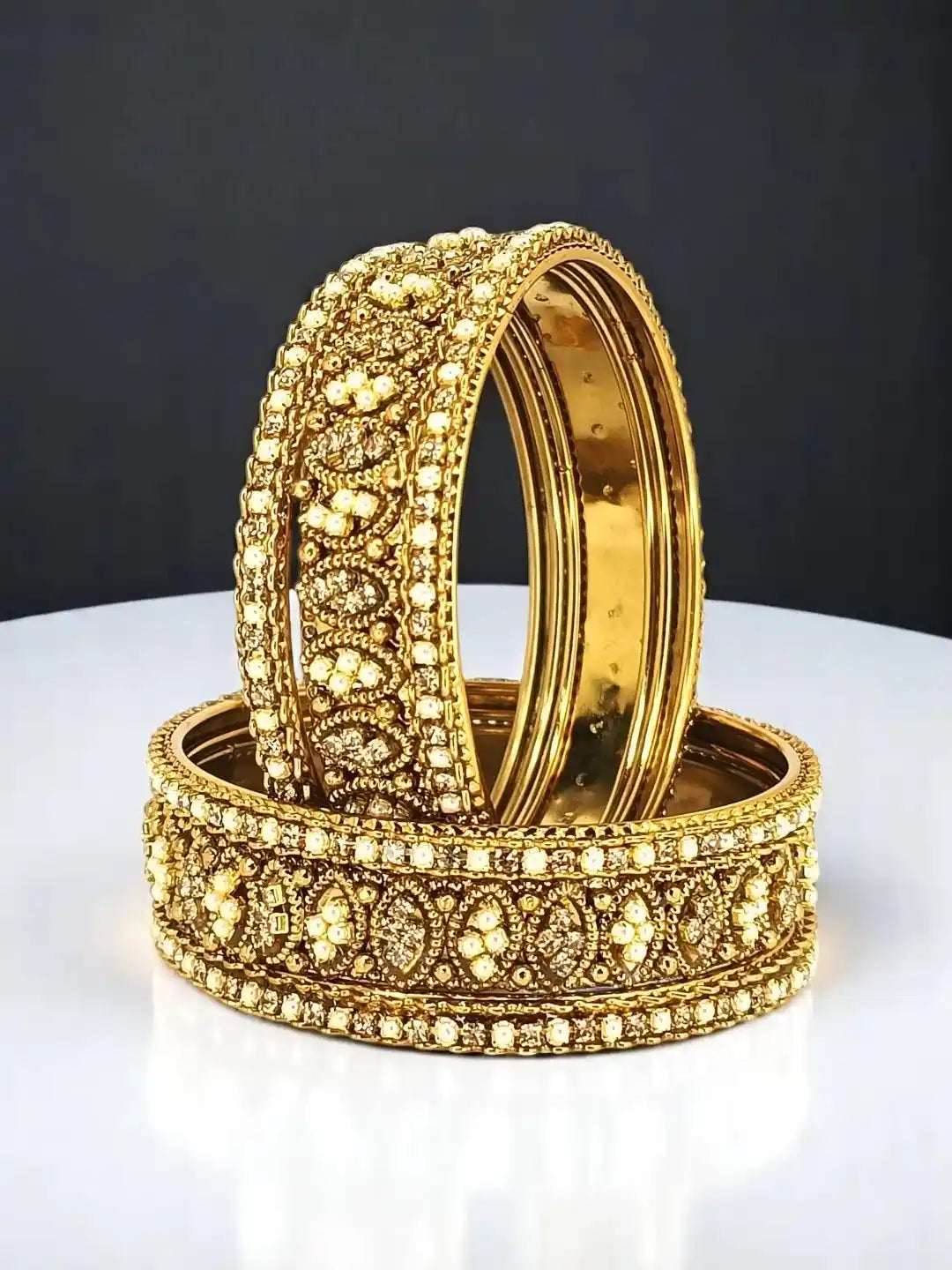 Set Of 6 Gold Plated Oval Shaped Design Bangle Set