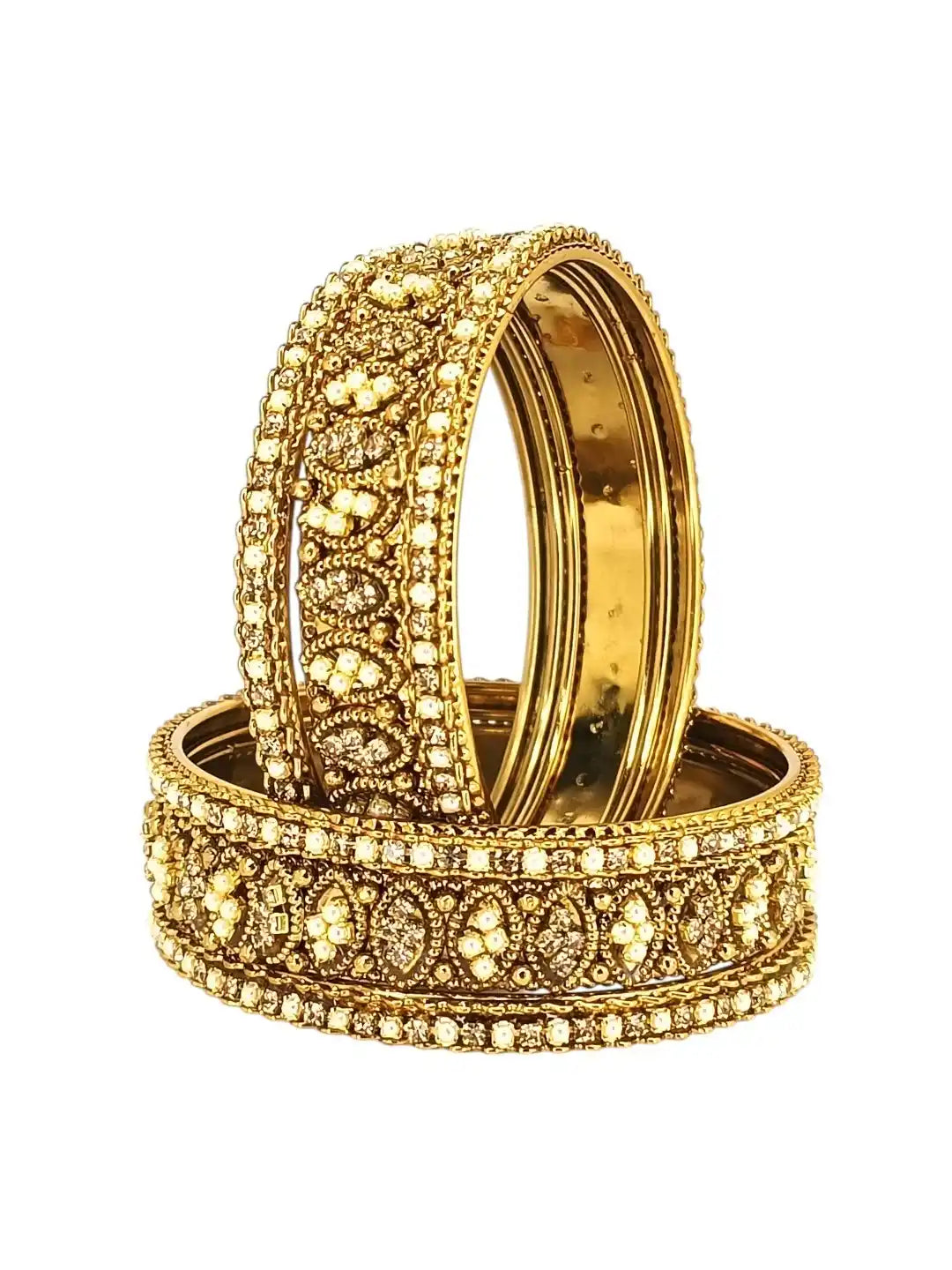 Set Of 6 Gold Plated Oval Shaped Design Bangle Set