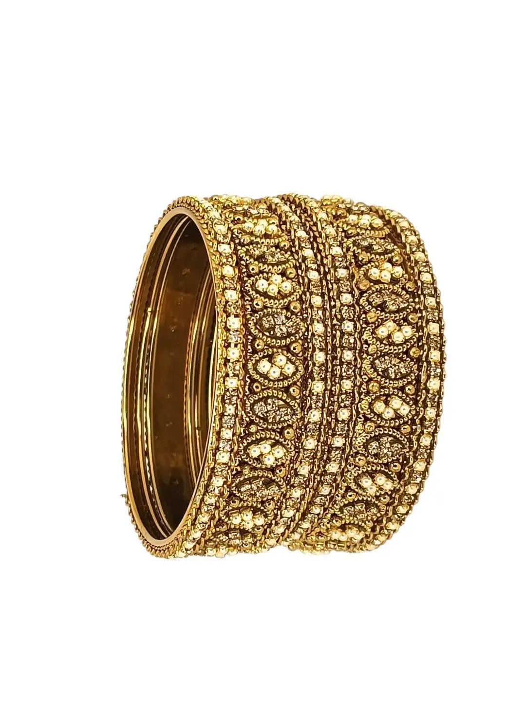 Set Of 6 Gold Plated Oval Shaped Design Bangle Set