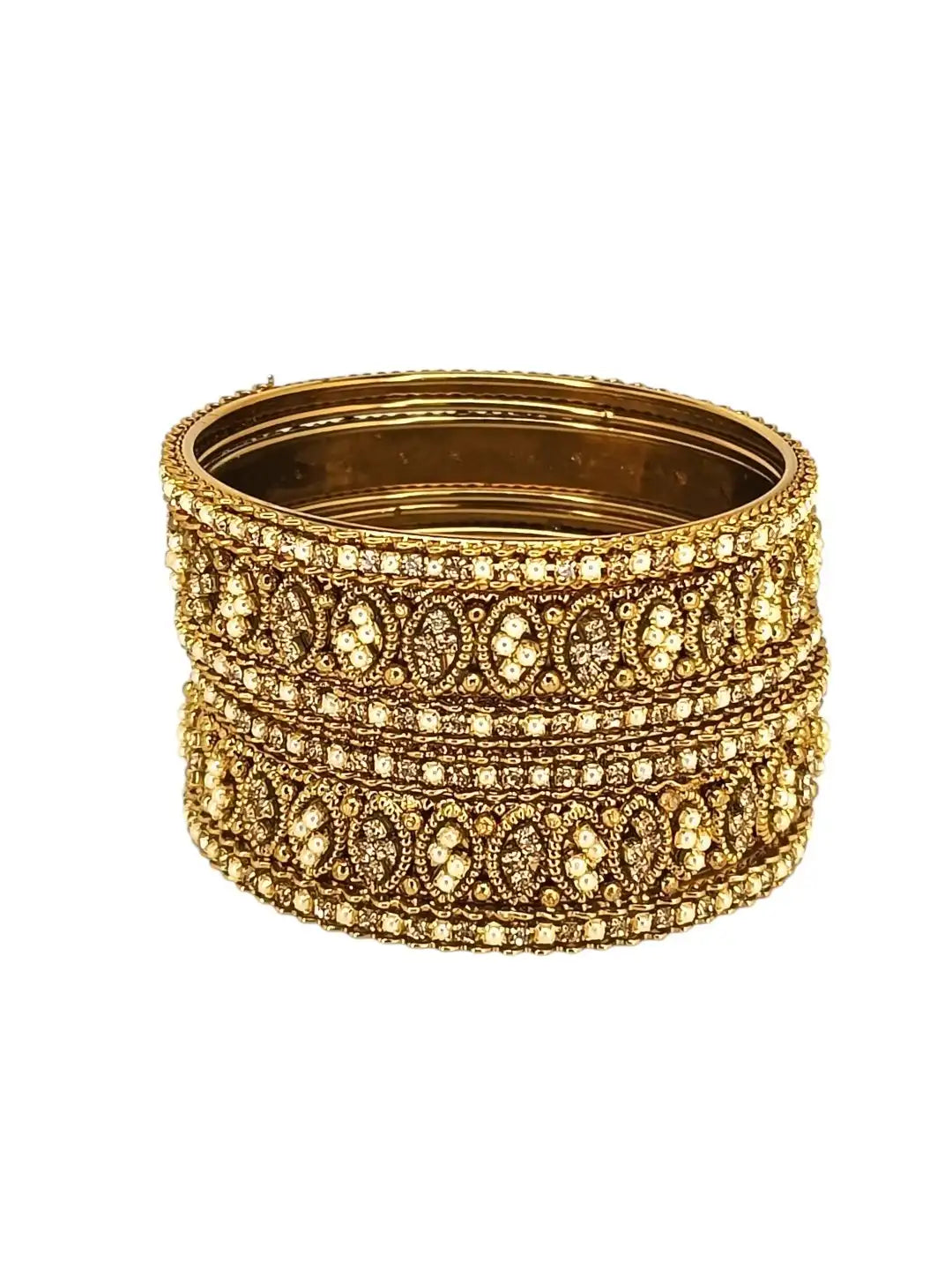 Set Of 6 Gold Plated Oval Shaped Design Bangle Set