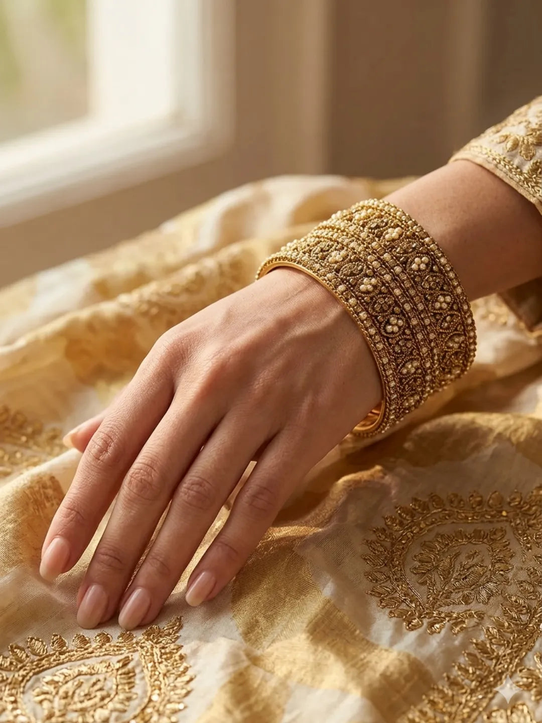 Set Of 6 Gold Plated Oval Shaped Design Bangle Set