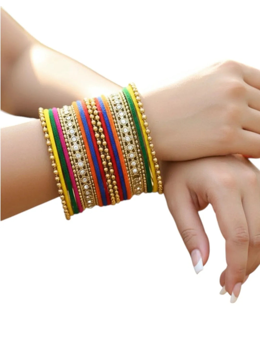Set Of 22 Multicolor Velvet CZ  Set Chuda Bangle