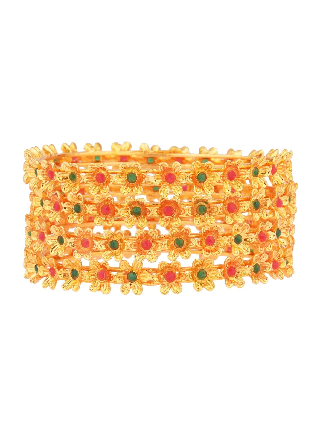 Gold Plated Floral Bangles